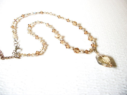Vintage Champagne Gold Austrian Crystal Pendant Necklace 91617