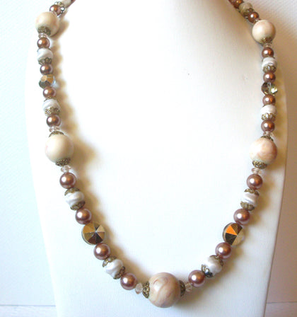 Romantic Gold Cream Champagne Glass Lucite 24" Necklace 92816