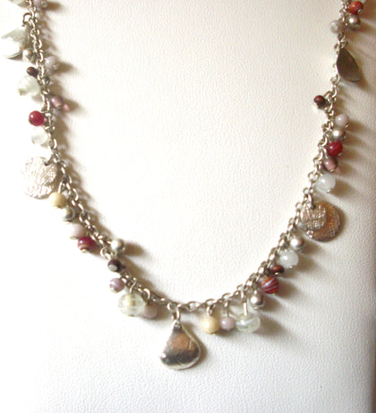 COLDWATER CREEK Vintage Silver Toned Dangling Glass Beads 36" Necklace 91617