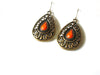 Bohemian Orange Gold Toned Dangle Earrings 91617