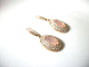 Retro Rose Gold Toned Pale Rose Rhinestone Glass Inlay Earrings 80417