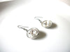 Retro Silver Toned Clear Glass Earrings 91617