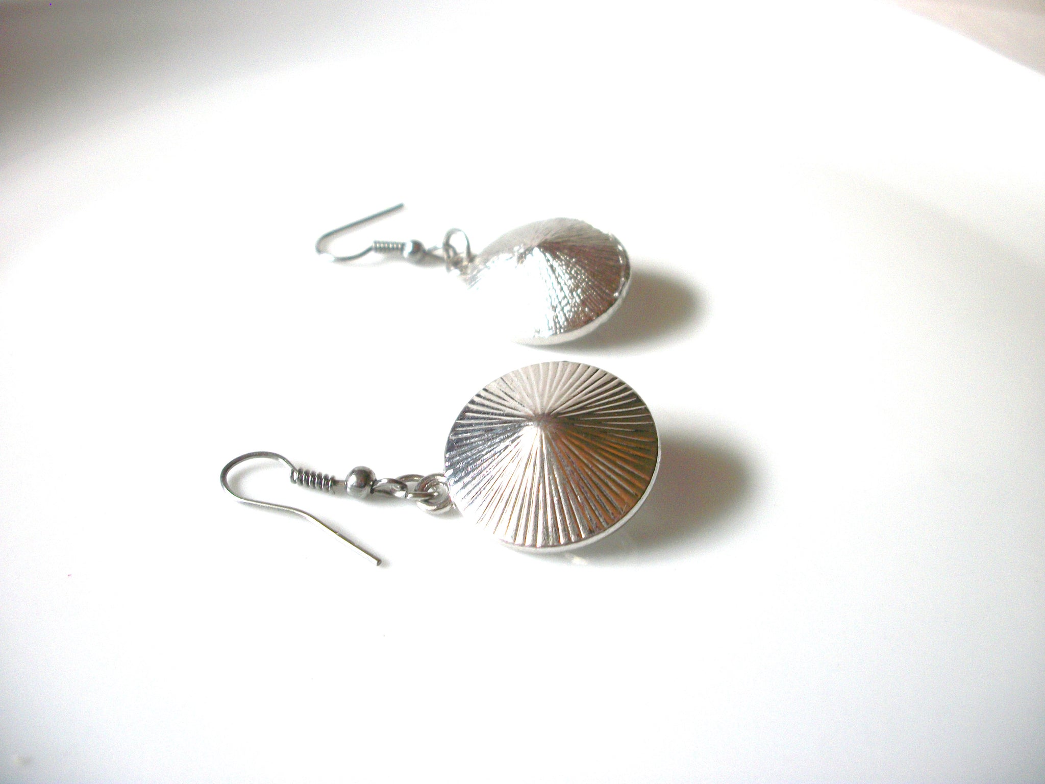 Retro Silver Toned Clear Glass Earrings 91617