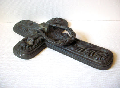 Antique Iron Distressed Doorknocker Cross Crucifix