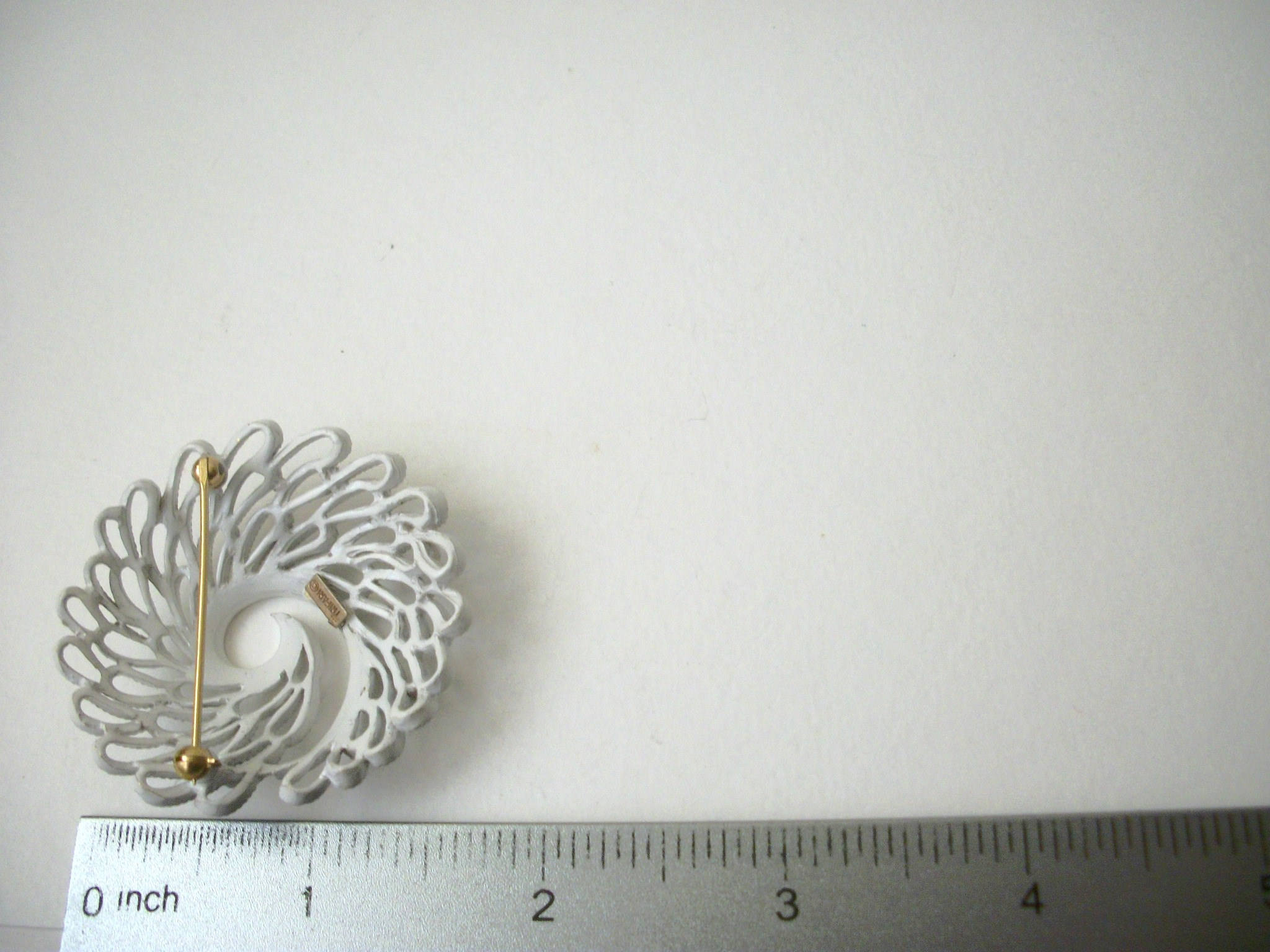 SALE Vintage TRIFARI Open Cut Design White Metal Pin 51017