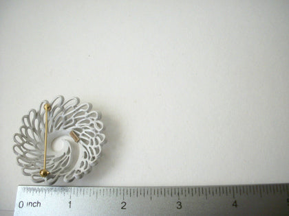 SALE Vintage TRIFARI Open Cut Design White Metal Pin 51017