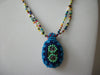 Vintage Tiny Colorful Glass Beads Beetle Necklace 9617