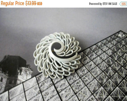 SALE Vintage TRIFARI Open Cut Design White Metal Pin 51017