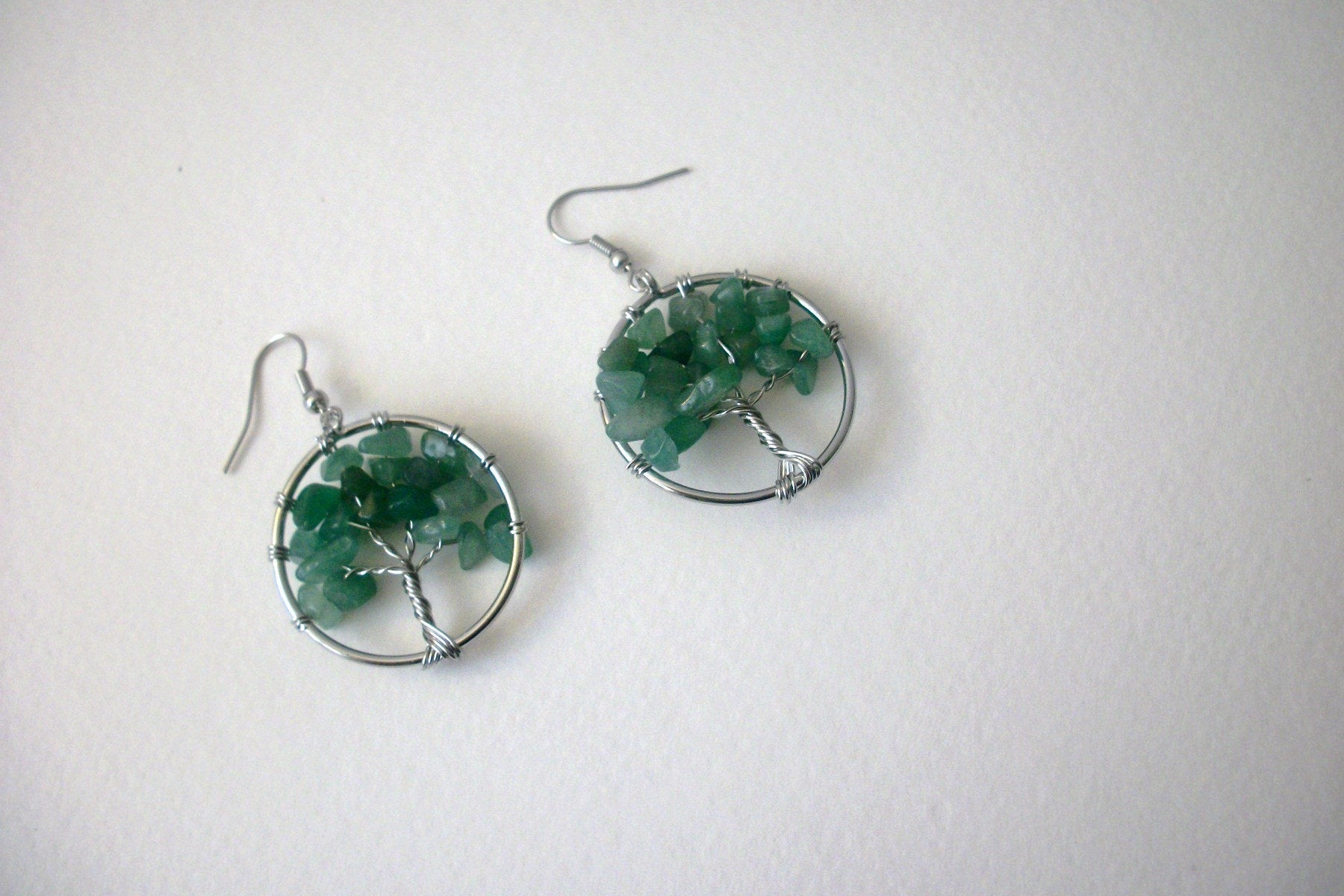 Aventurine Semi Precious Reika Healing Stone Chips Dangle Earrings 42818