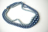 Vintage 1940s Lady Sings The Blues Gray Blue Metallic Faux Pearl Triple Strand Necklace 52018