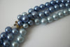 Vintage 1940s Lady Sings The Blues Gray Blue Metallic Faux Pearl Triple Strand Necklace 52018