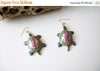 Hand Made Hand Painted Colorful Wooden Turtle Earrings 72018