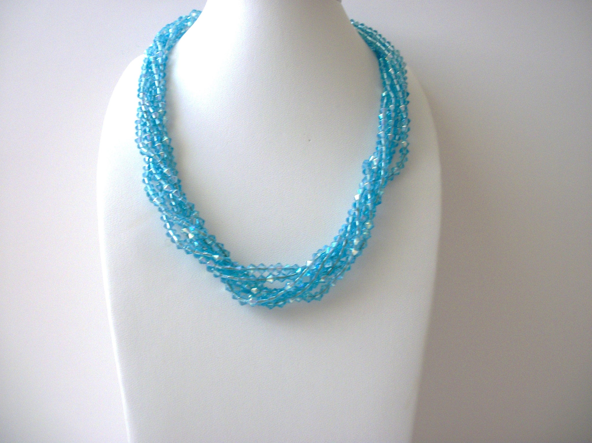 Vintage Vivid Blue Czech Glass Necklace 71218D