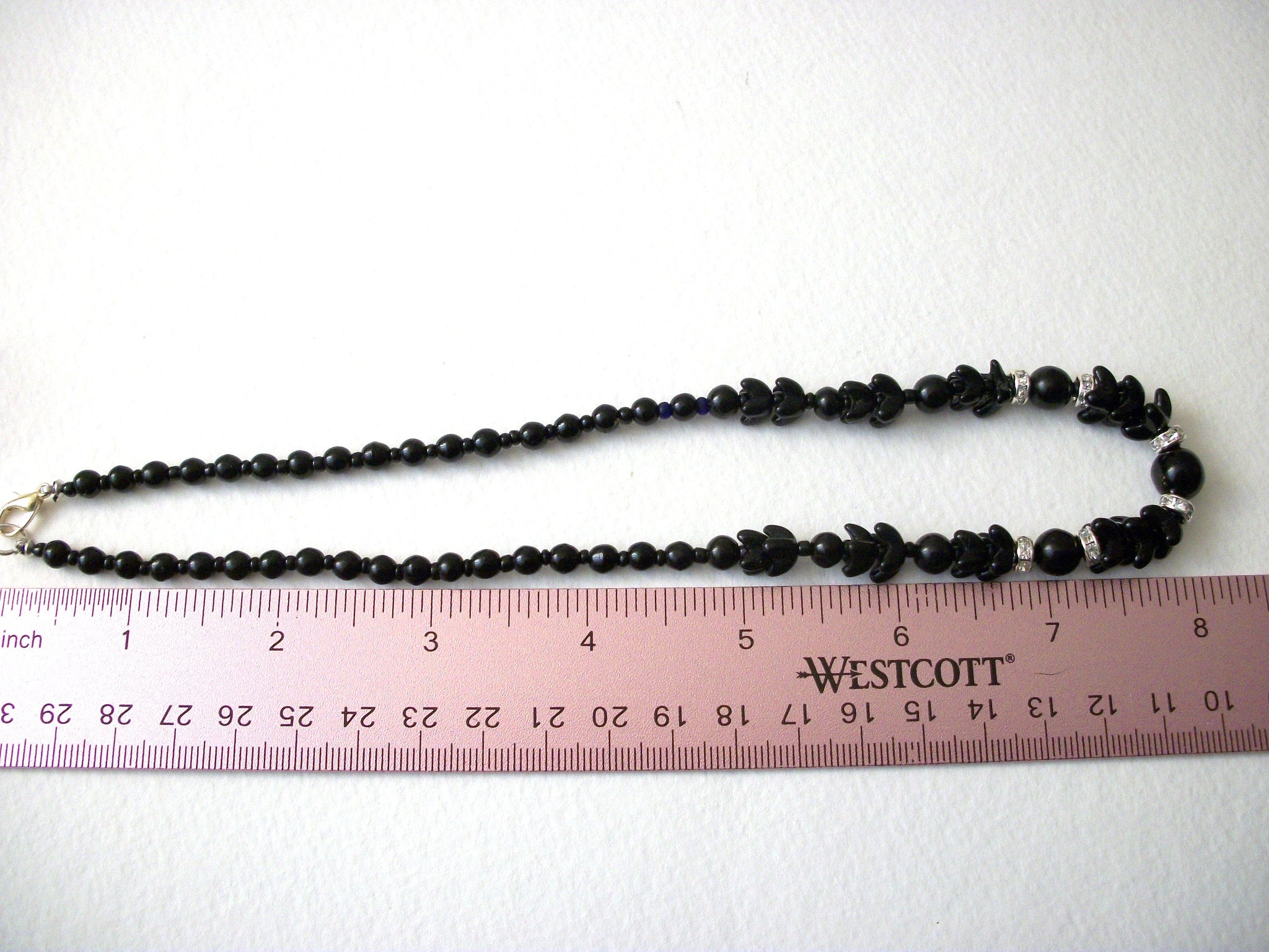 Black Czech Glass Rhinestone Elements Shorter Length Necklace 71218F