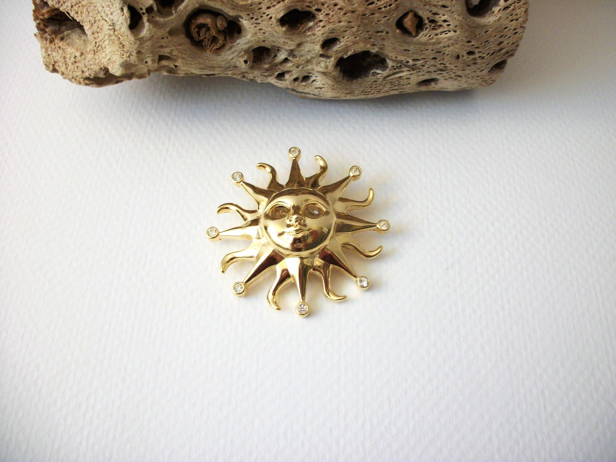 KENNETH JAY LANE Gold Toned Sun Brooch 71218