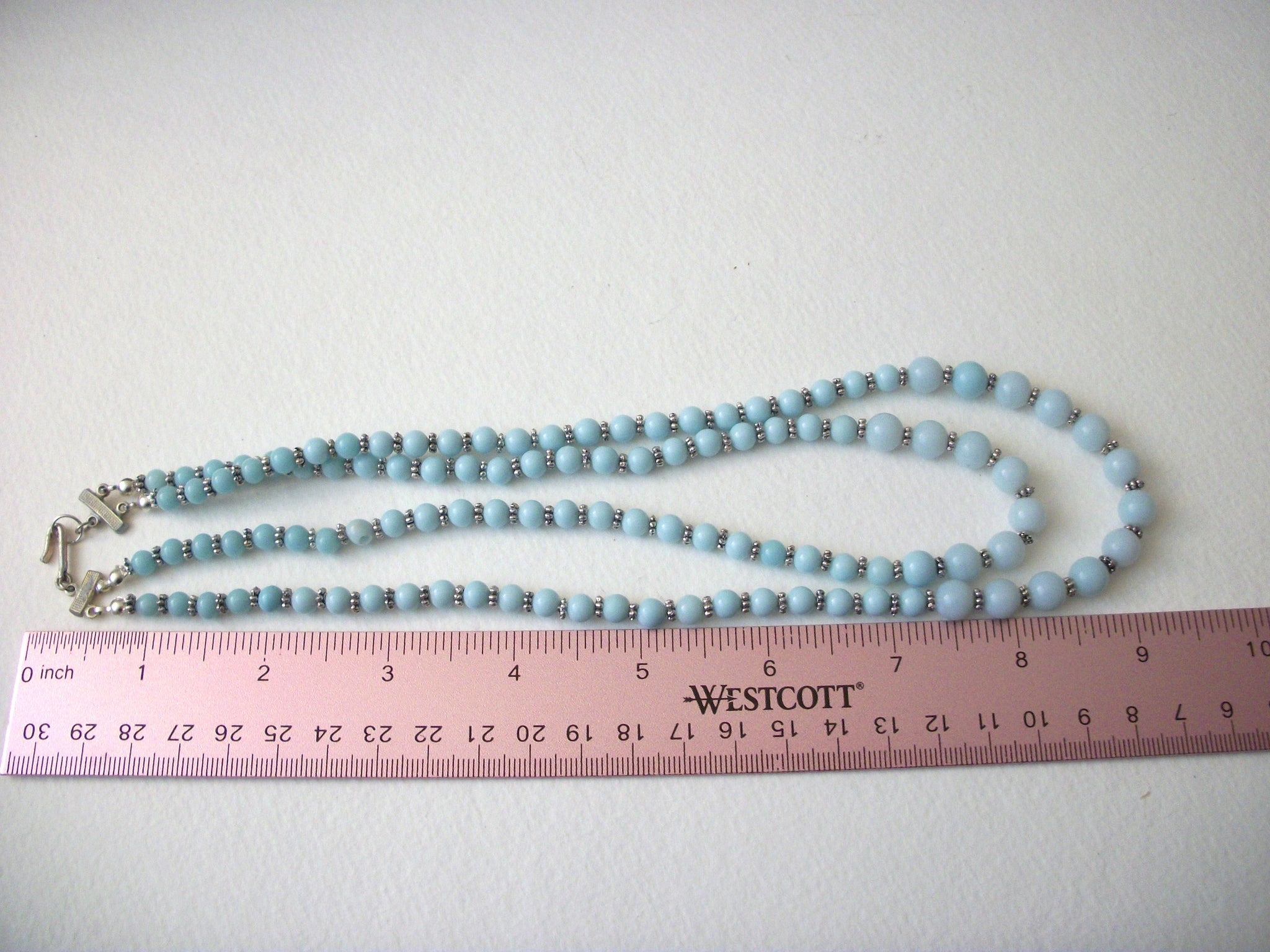 Vintage Powder Blues Czech Glass Necklace 71218D