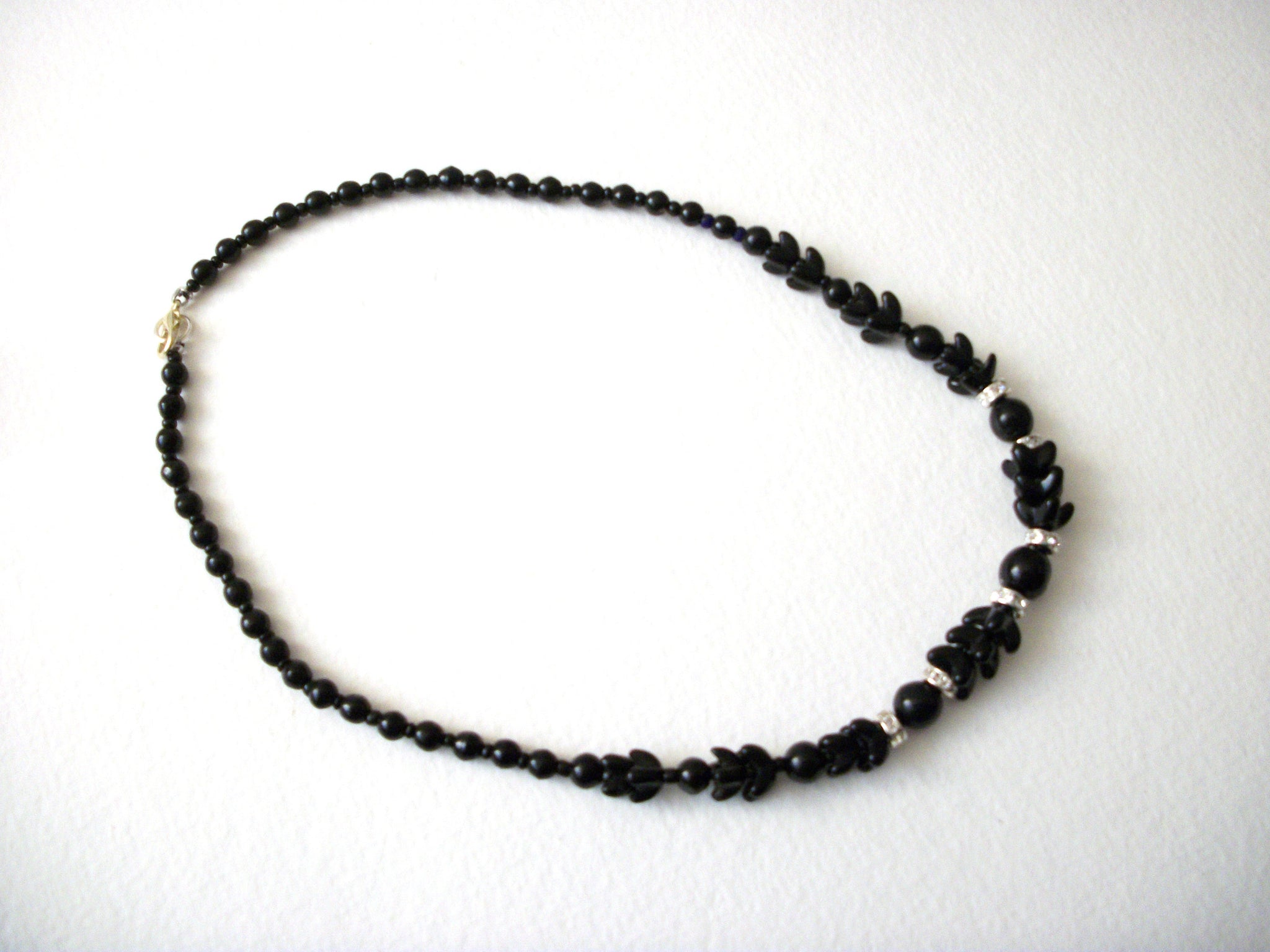 Black Czech Glass Rhinestone Elements Shorter Length Necklace 71218F