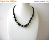 Black Czech Glass Rhinestone Elements Shorter Length Necklace 71218F