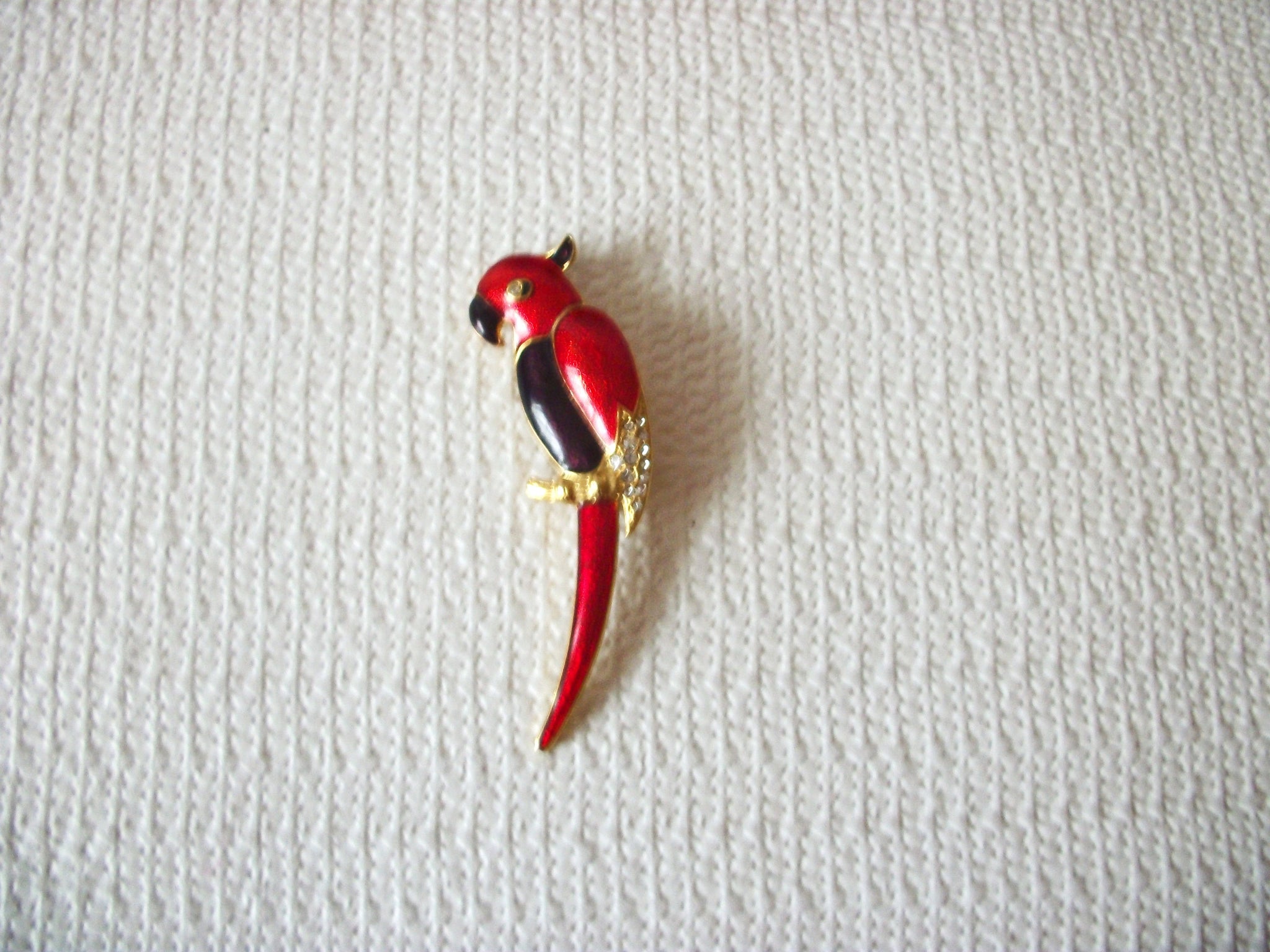 Vintage Enameled Rhinestones Bird Brooch 71218T