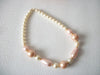 Vintage Pale Pink White Faux Pearl Necklace 71218S
