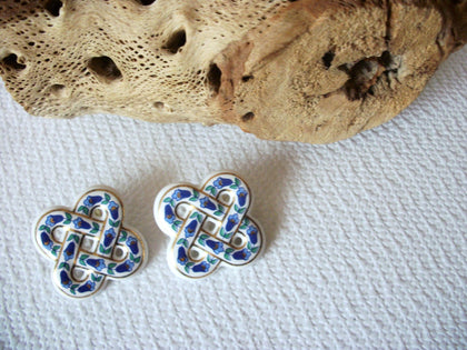 Vintage Hand Painted Floral Porcelain Earrings 71218T