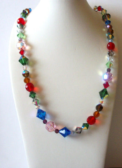 Vintage Colorful 24 Inch Czech Glass Necklace 71218Z