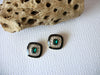 Vintage Green Clear Rhinestones Earrings 71218Z