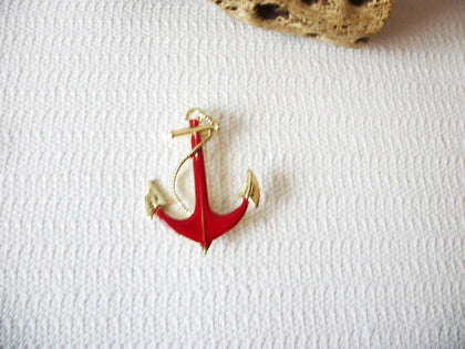 Vintage Nautical Enameled Anchor Brooch Pin 71218Z
