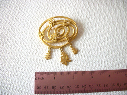 Vintage Gold Tone Large Oriental Themed Pin 71218T