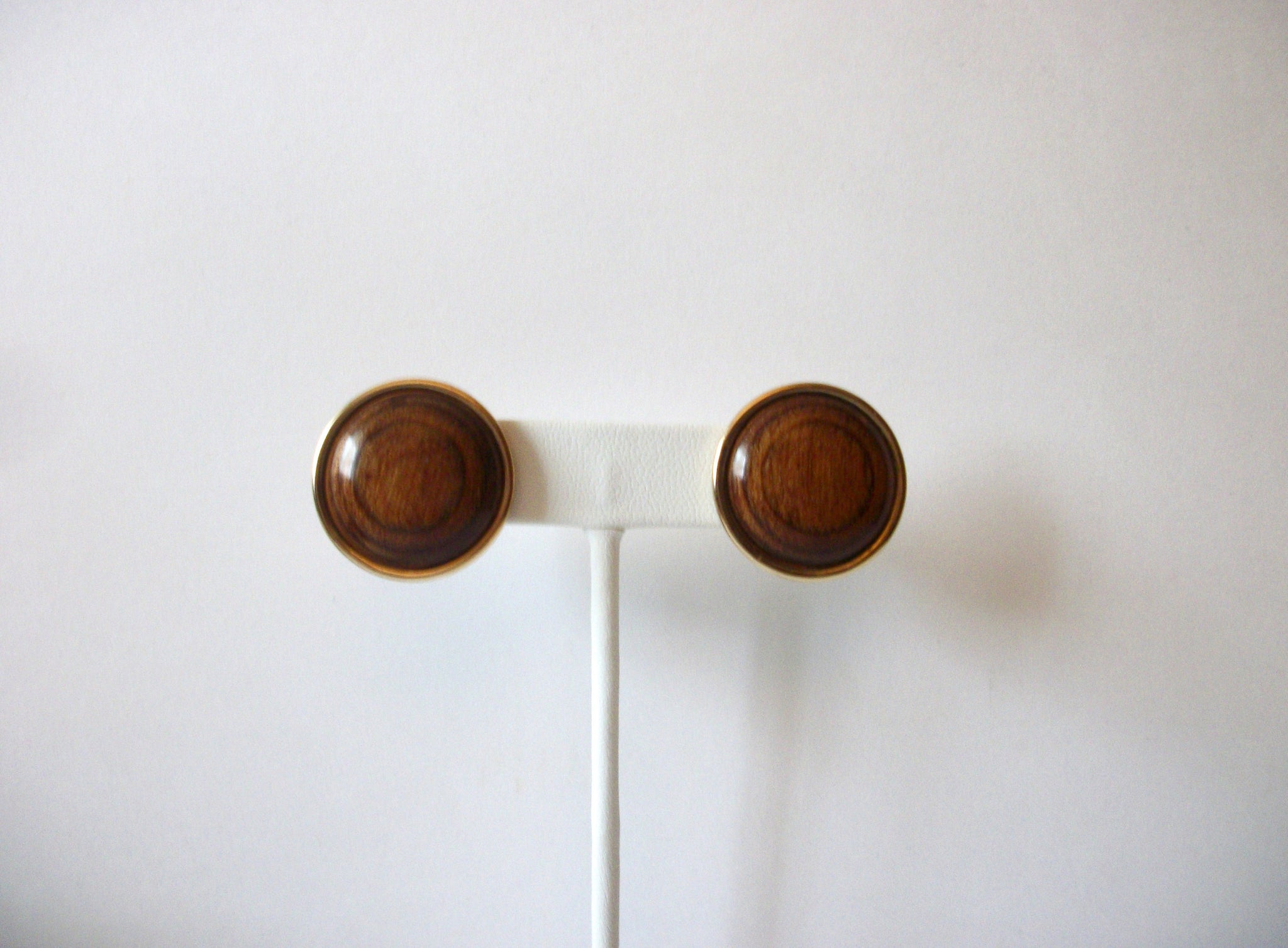 Vintage PARKLANE Marbleized Brown Gold Clip On Earrings 71218T