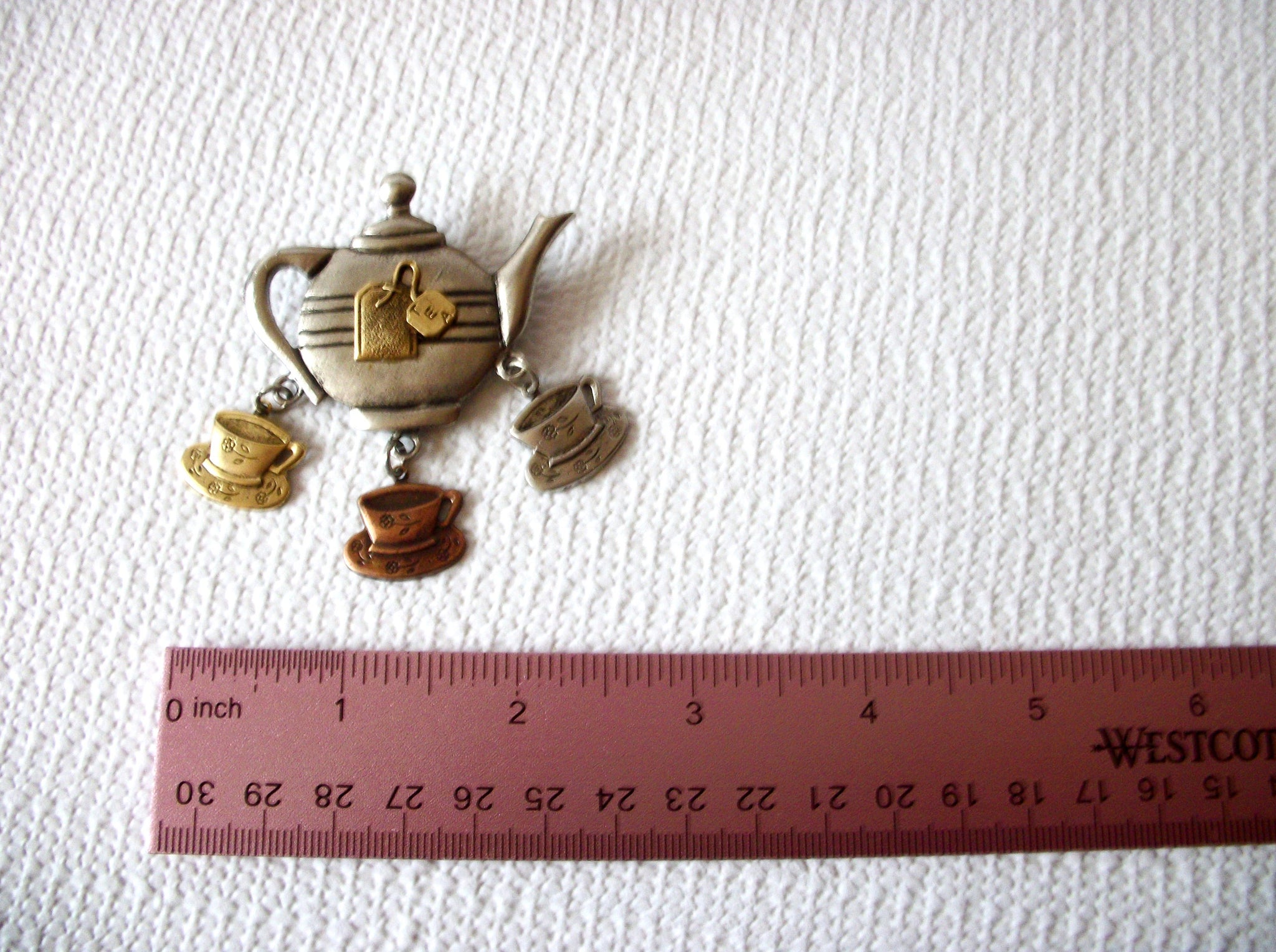 Vintage Rustic Tea Lovers Brooch Pin 71218Z