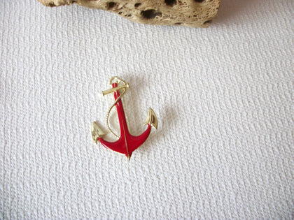 Vintage Nautical Enameled Anchor Brooch Pin 71218Z
