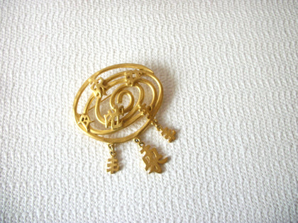 Vintage Gold Tone Large Oriental Themed Pin 71218T