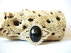 Vintage Gold Tone Black Rhinestones Brooch 71218T