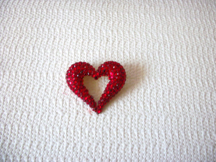 Vintage Red Rhinestones Heart Shaped Brooch Pin 71218T